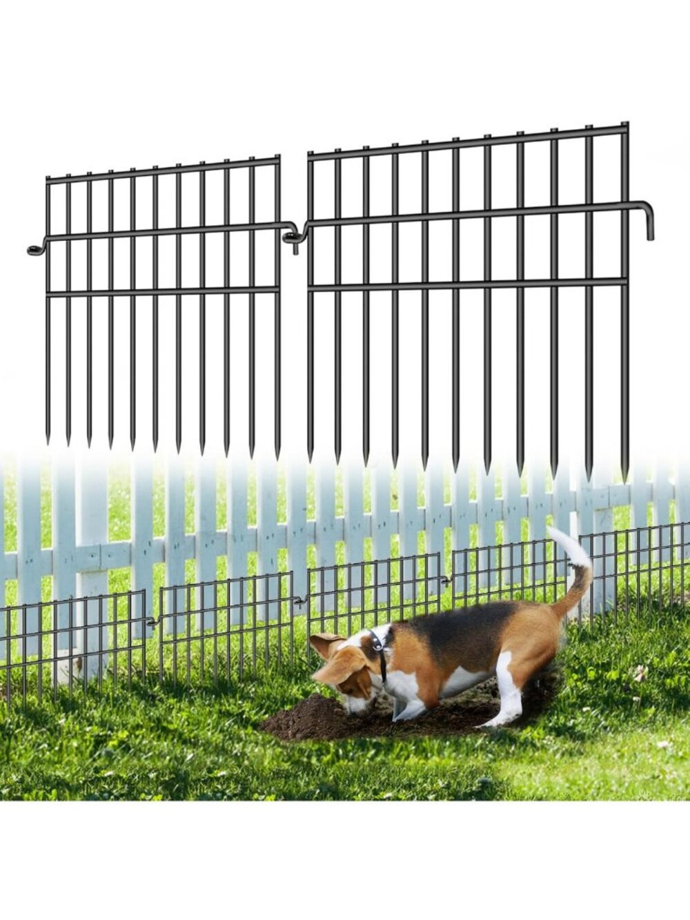 37ft Garden Animal Barrier Fence - 26 Pack No Dig Dog & Rabbit Border, Rustproof